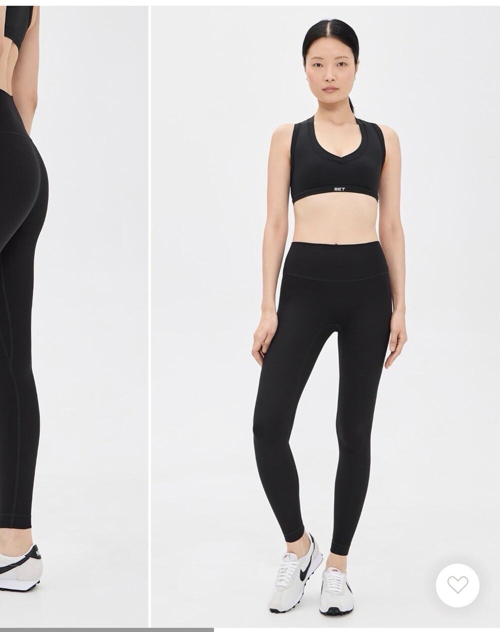 🖤 SET ACTIVE Black Leggings Women Size M High Waist Stretch Gym Athletic Yoga